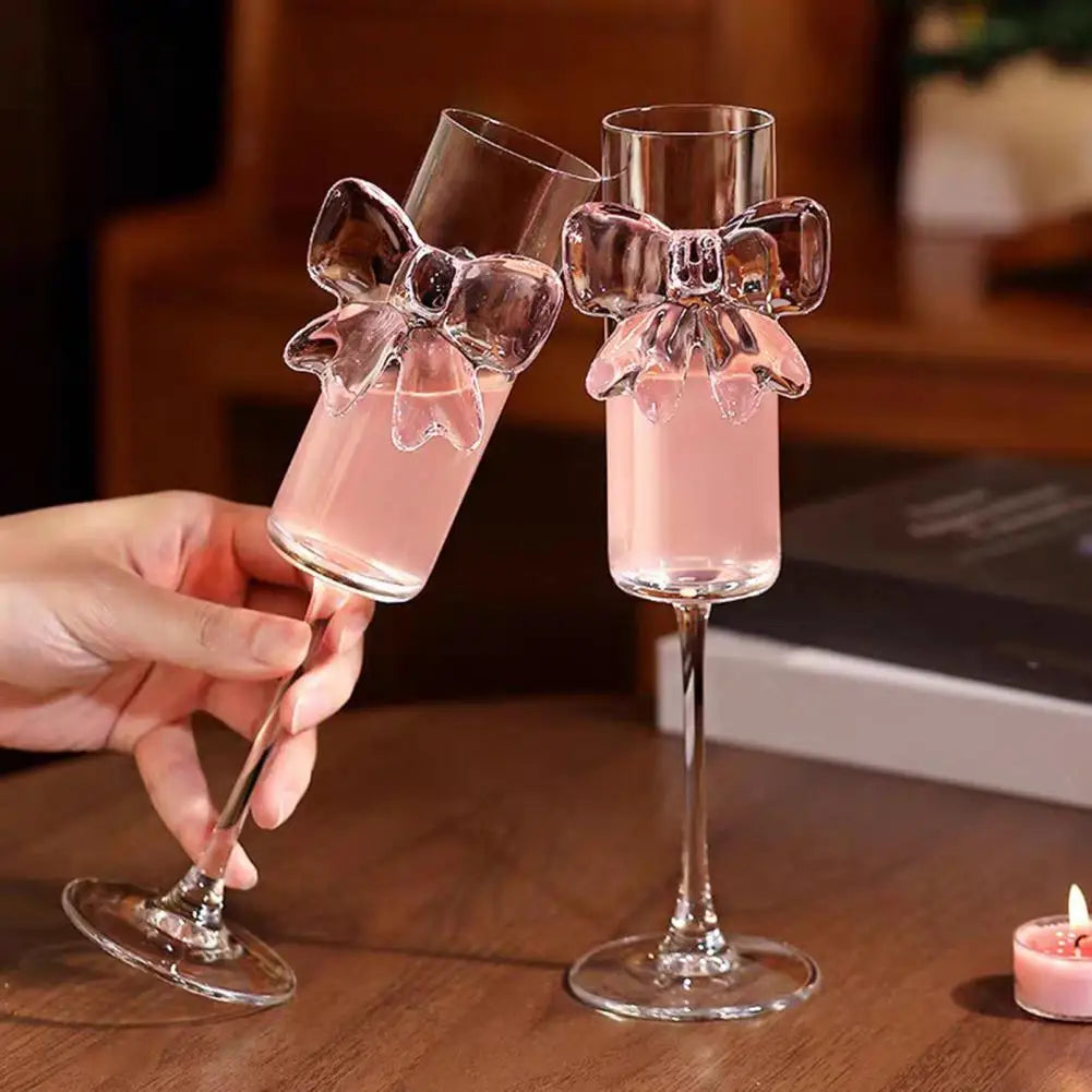 Pink Butterfly Champagne Flutes