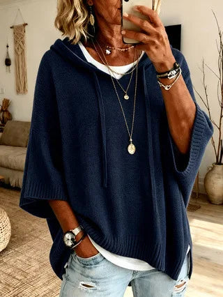 Poncho Donna in Maglia con Cappuccio – Comfort ed Eleganza per l'Autunno