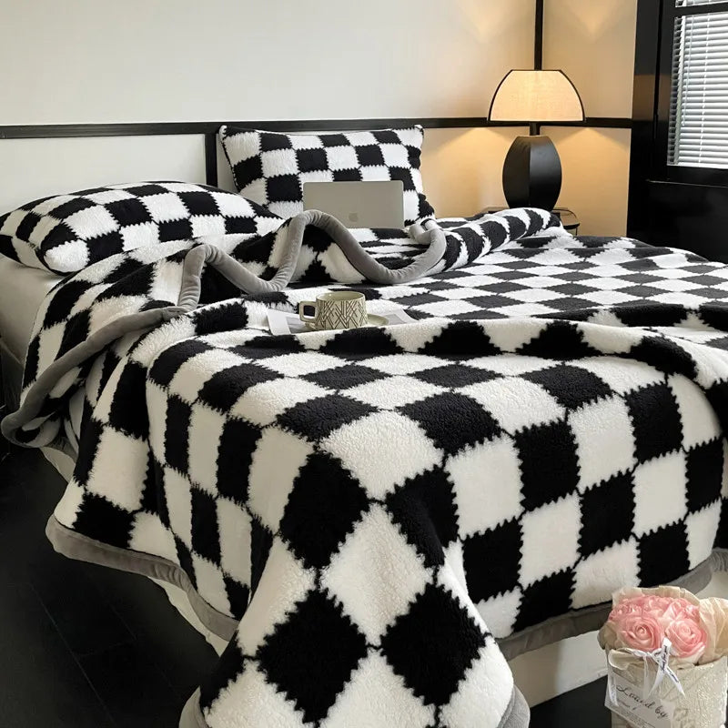 Cozy Checkered Plush Blanket