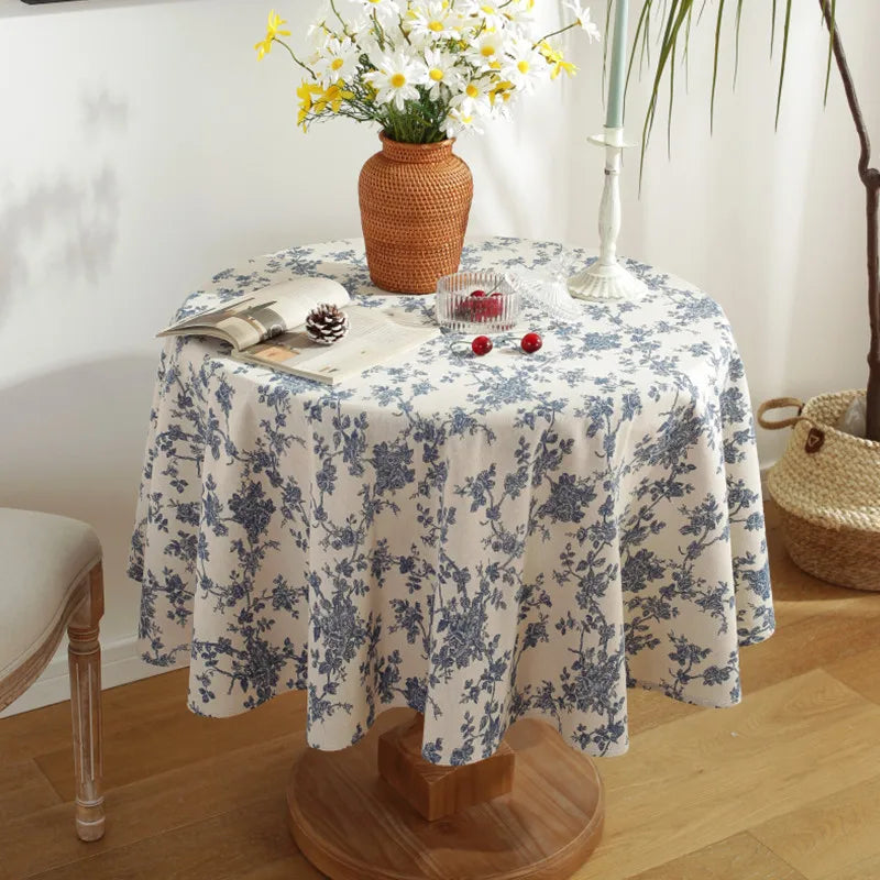 Peony Floral Round Tablecloth with Tassels