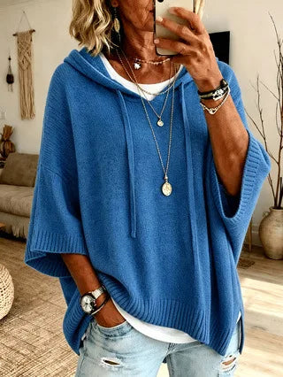 Poncho Donna in Maglia con Cappuccio – Comfort ed Eleganza per l'Autunno