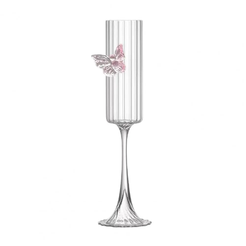 Pink Butterfly Champagne Flutes