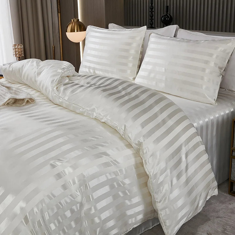 Luxurious Satin Stripe Bedding Set