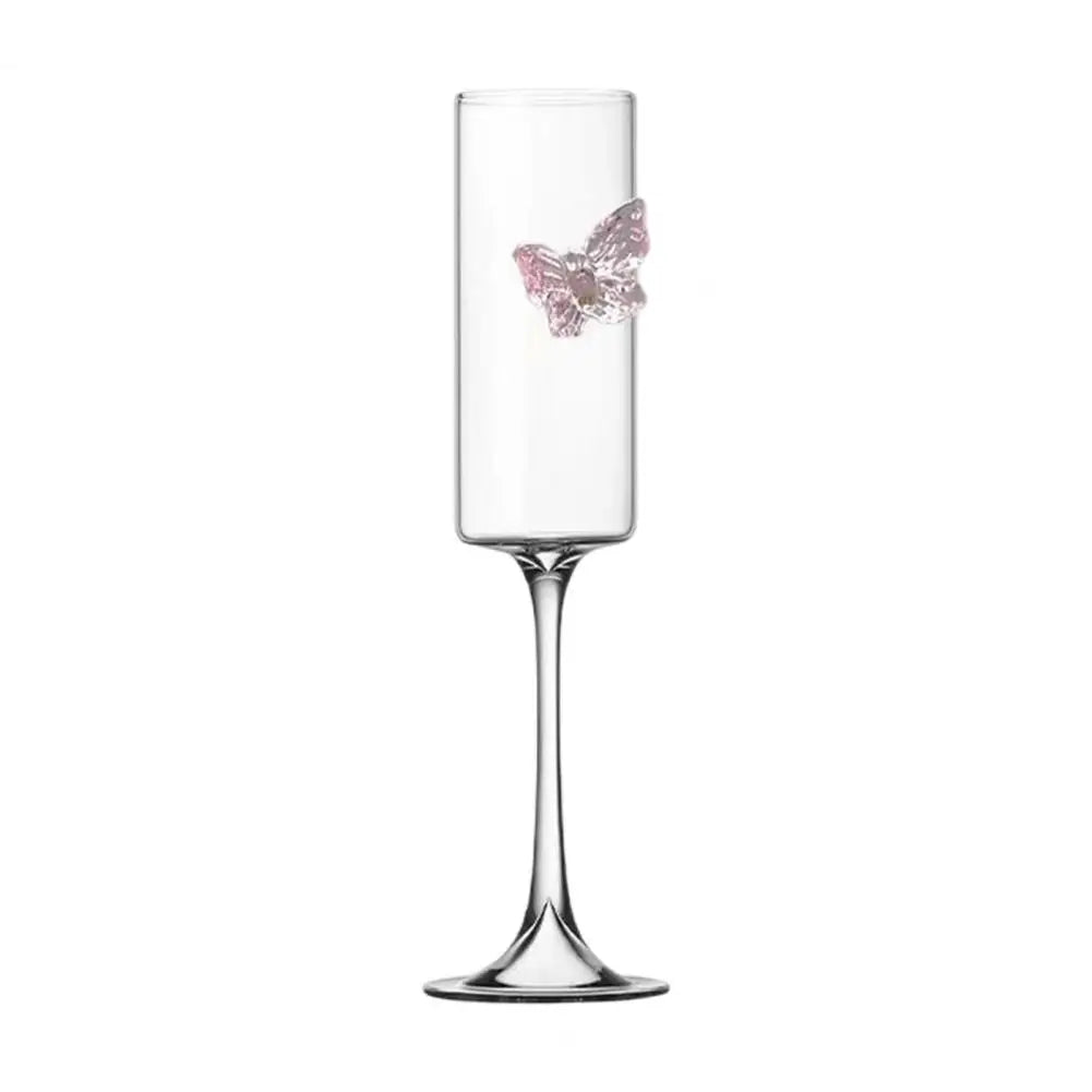 Pink Butterfly Champagne Flutes