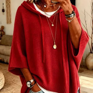 Poncho Donna in Maglia con Cappuccio – Comfort ed Eleganza per l'Autunno