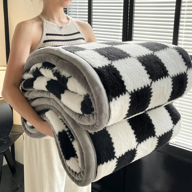 Cozy Checkered Plush Blanket