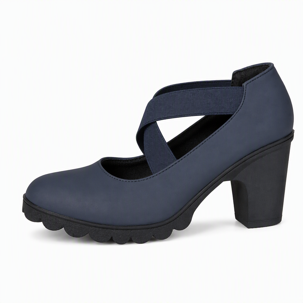 Zapatos Mary Jane de mujer con plataforma, tiras cruzadas y tacón alto.