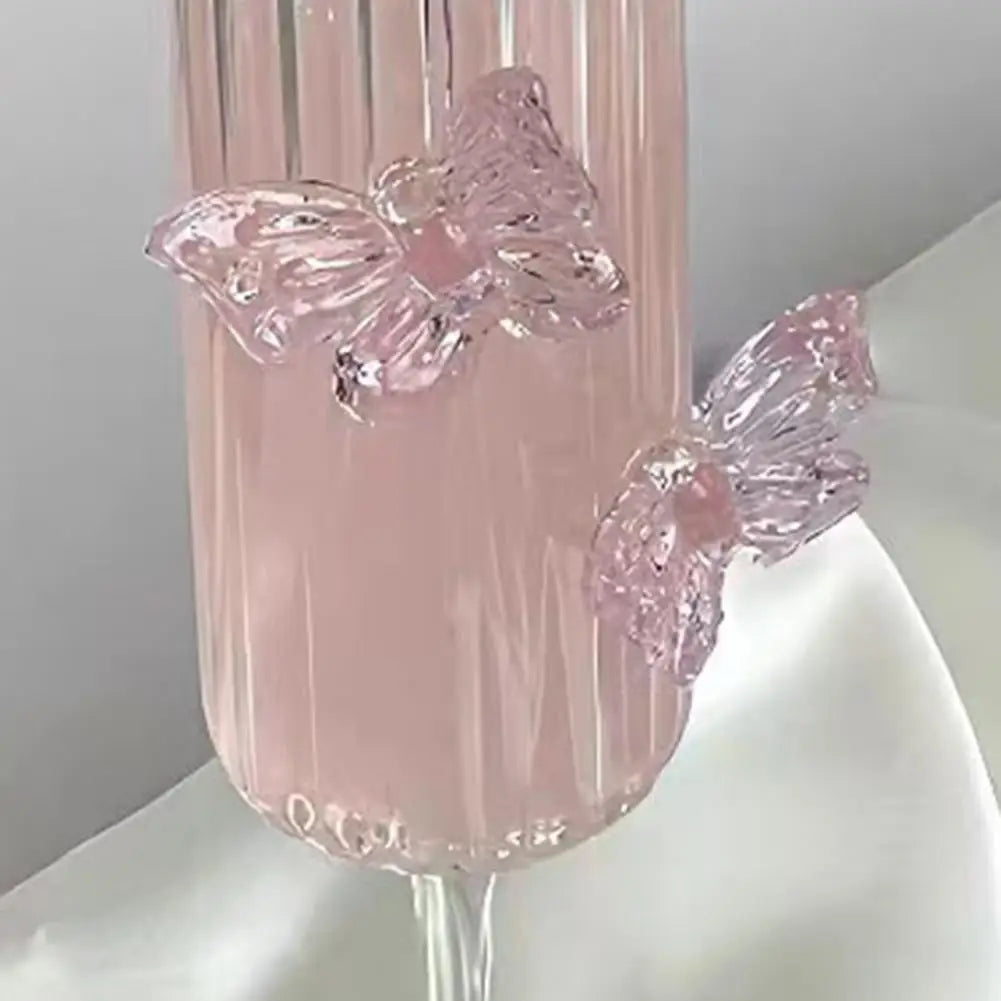 Pink Butterfly Champagne Flutes