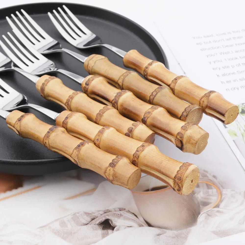 Elegant Gold Bamboo Fork Set