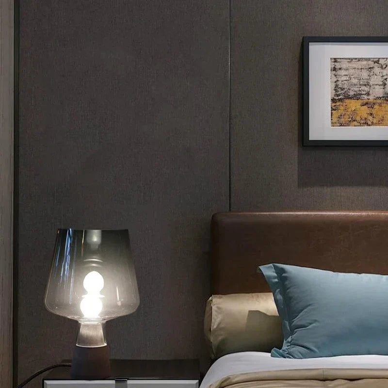 Nordic Glass Floor Lamp with Cement Base