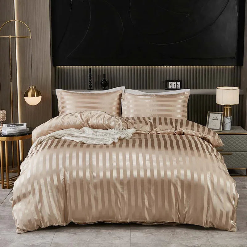 Luxurious Satin Stripe Bedding Set