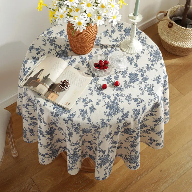 Peony Floral Round Tablecloth with Tassels