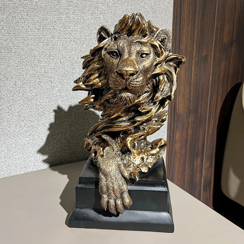 Elegant Resin Lion Sculpture