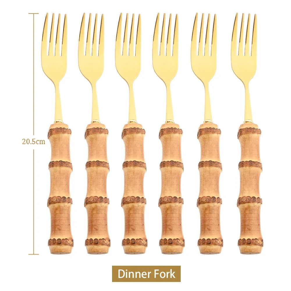 Elegant Gold Bamboo Fork Set