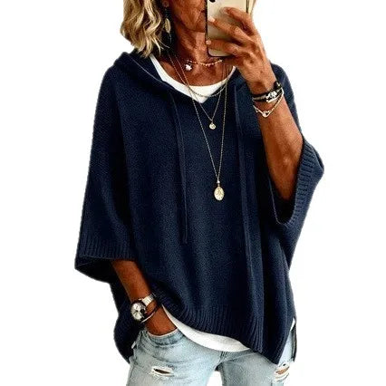 Poncho Donna in Maglia con Cappuccio – Comfort ed Eleganza per l'Autunno