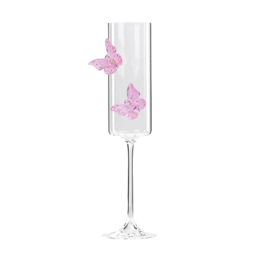 Pink Butterfly Champagne Flutes